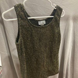 Kelly Stevens Women's Knie Tank Top Shirt Black/Metallic Gold Size Medium M